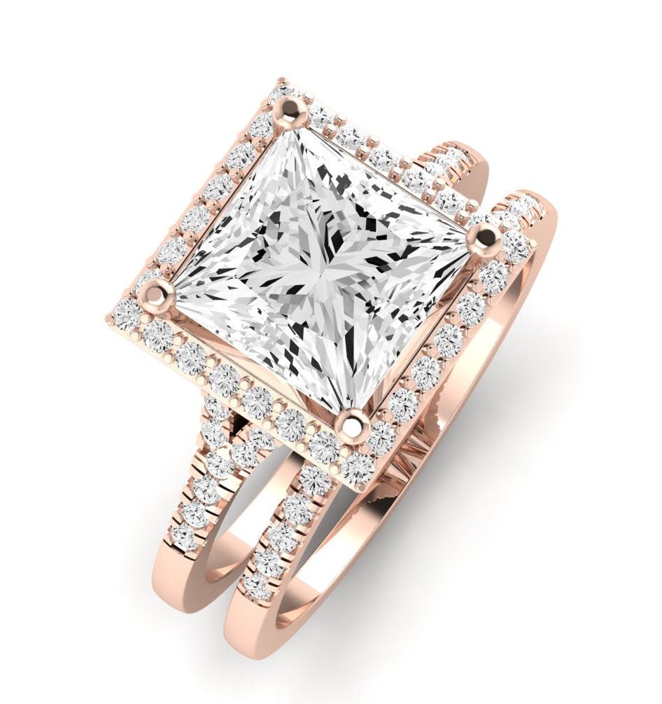 Desert Rose Diamond Matching Band Only (engagement Ring Not Included) For Ring With Princess Center rosegold