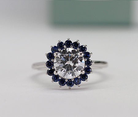 Dicentra Round Moissanite Bridal Set whitegold