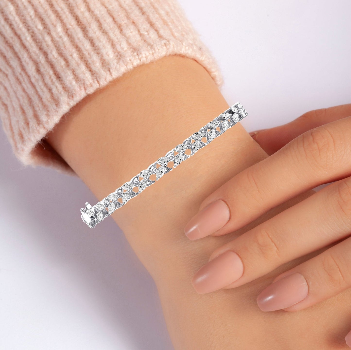 Edina Classic Marquise Moissanite Bracelet whitegold