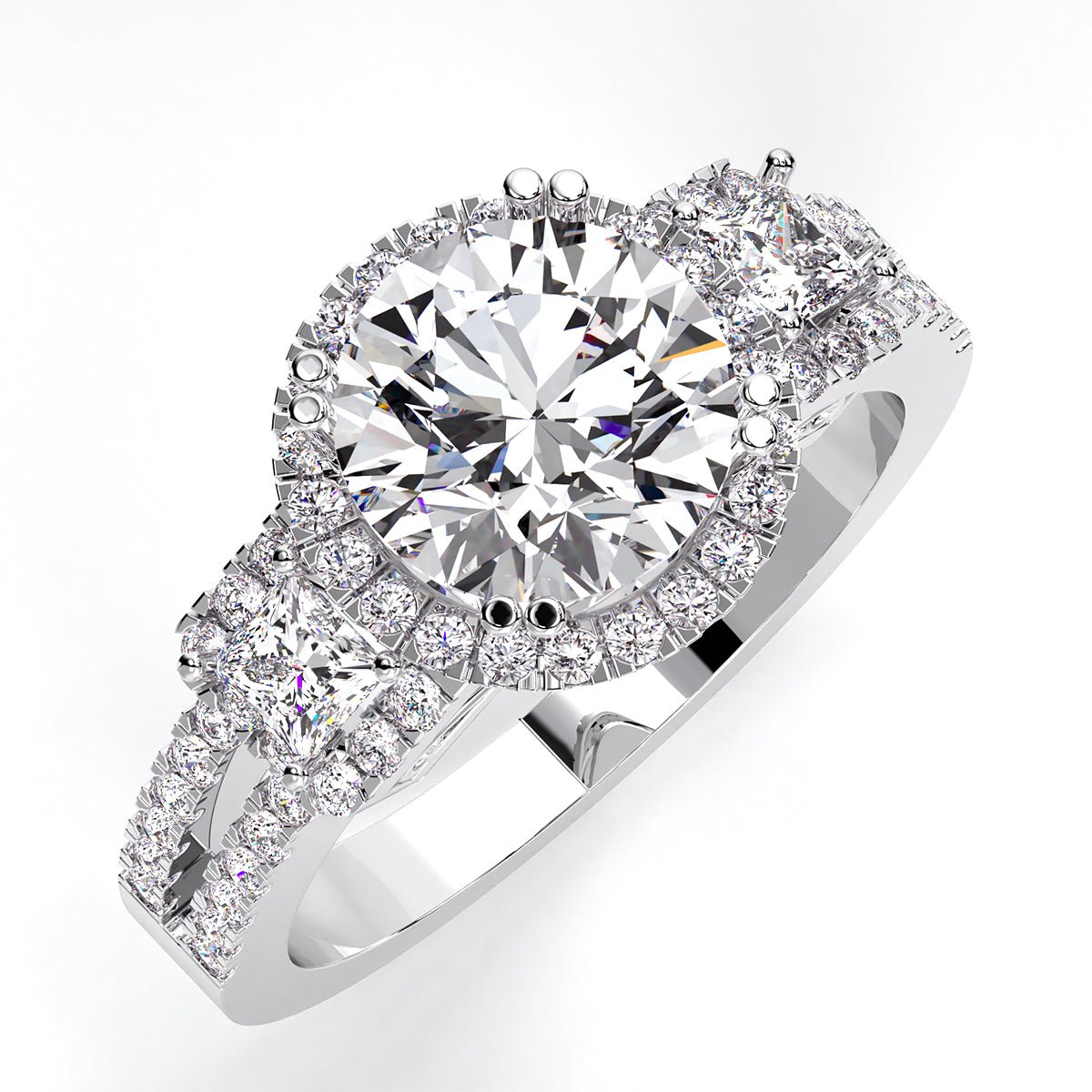 Erica Round Moissanite Engagement Ring whitegold