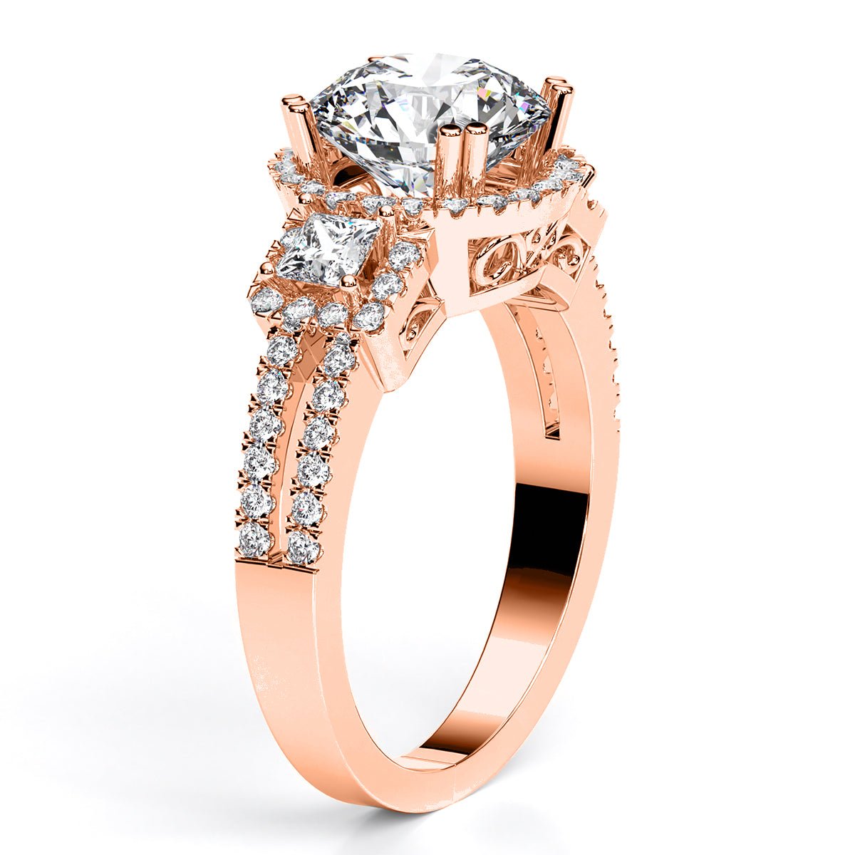 Erica Round Moissanite Engagement Ring rosegold