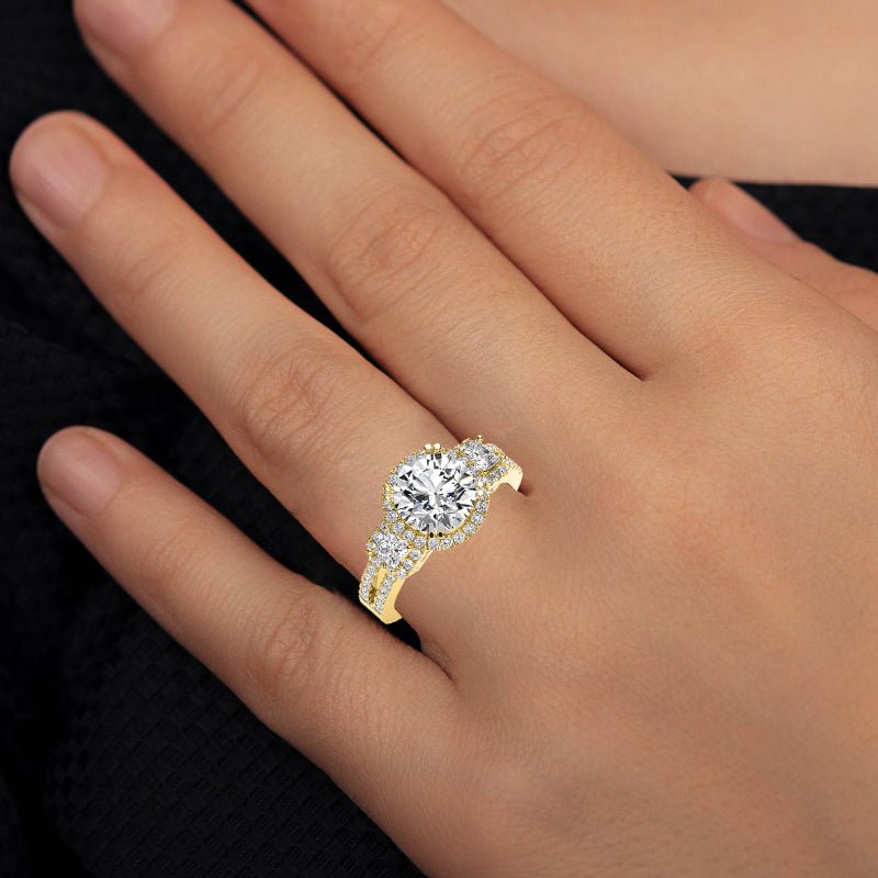 Erica Round Moissanite Engagement Ring yellowgold