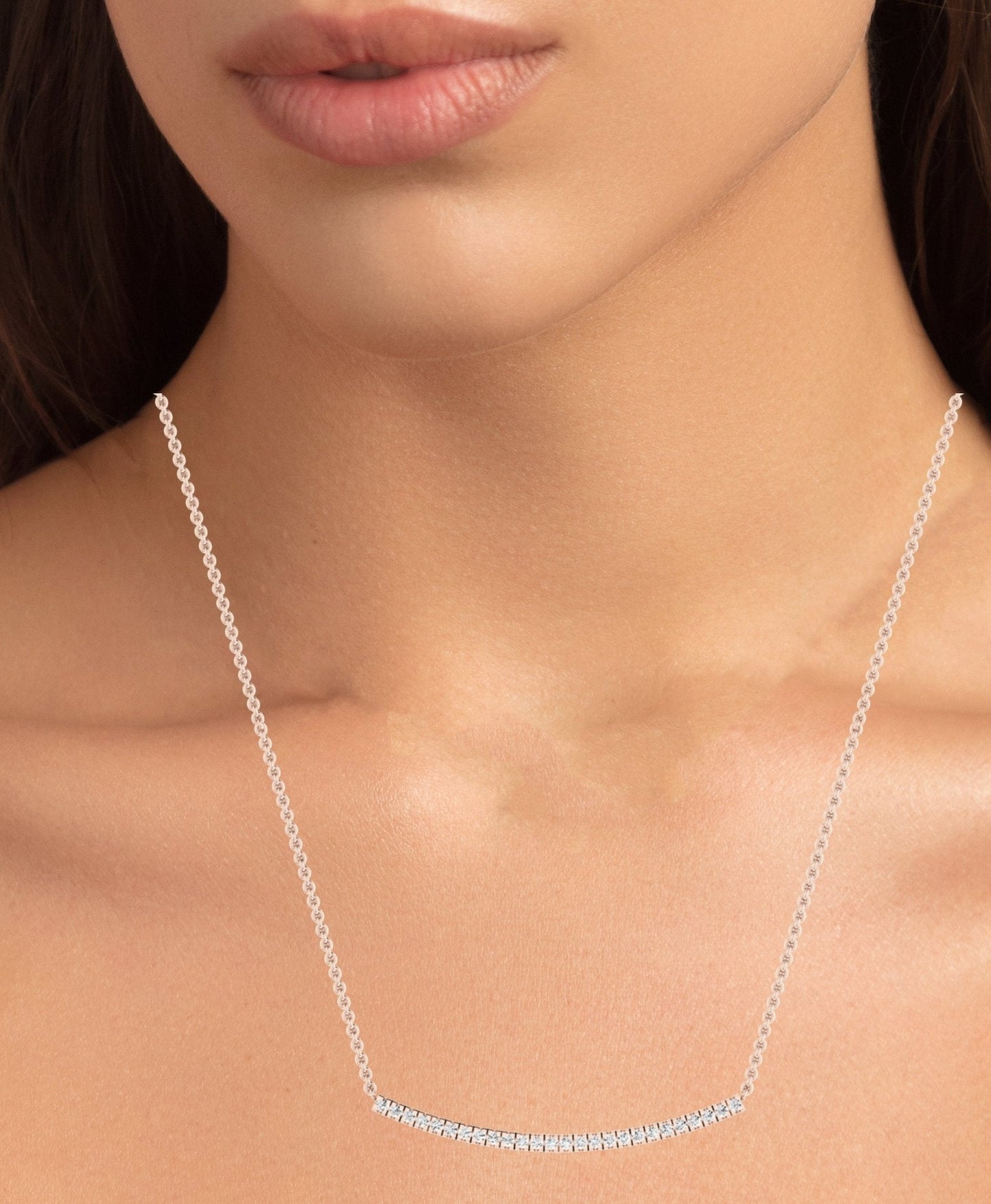 Evergreen Round Bar Moissanite Accented Necklace rosegold