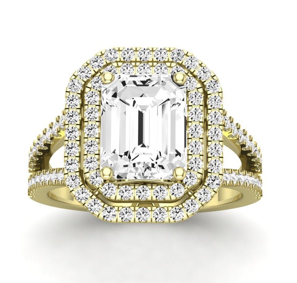 Flora Emerald Moissanite Engagement Ring yellowgold