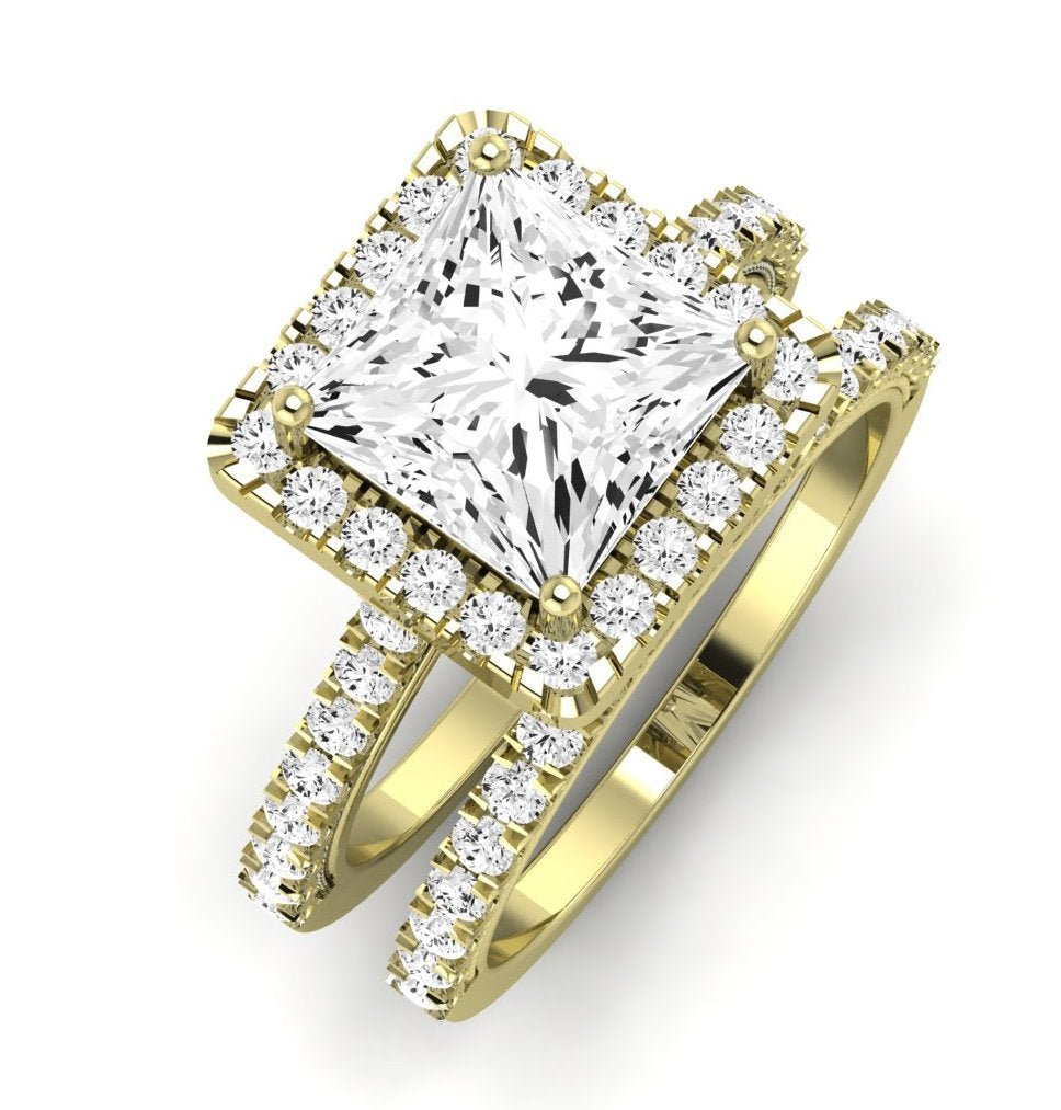 Florizel Diamond Matching Band Only (does Not Include Engagement Ring) For Ring With Princess Center yellowgold