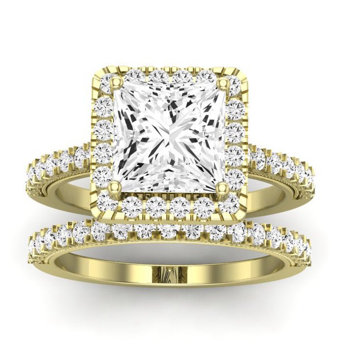 Florizel Diamond Matching Band Only (does Not Include Engagement Ring) For Ring With Princess Center yellowgold