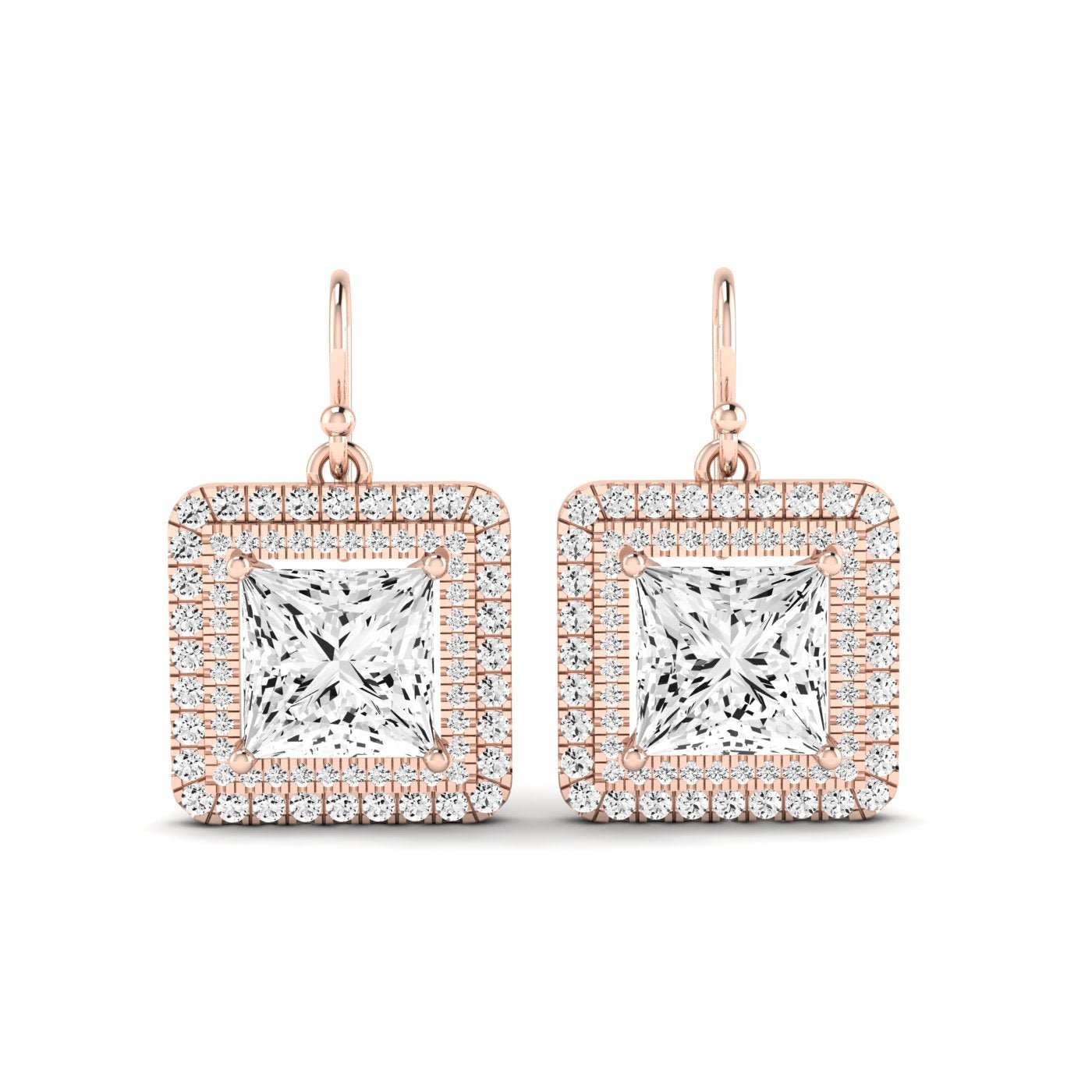 Forrest Oval Cut Diamond Halo Drop Earrings