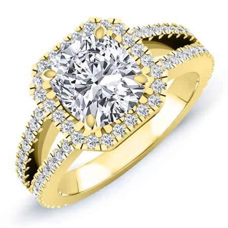 Freesia Cushion Moissanite Bridal Set yellowgold