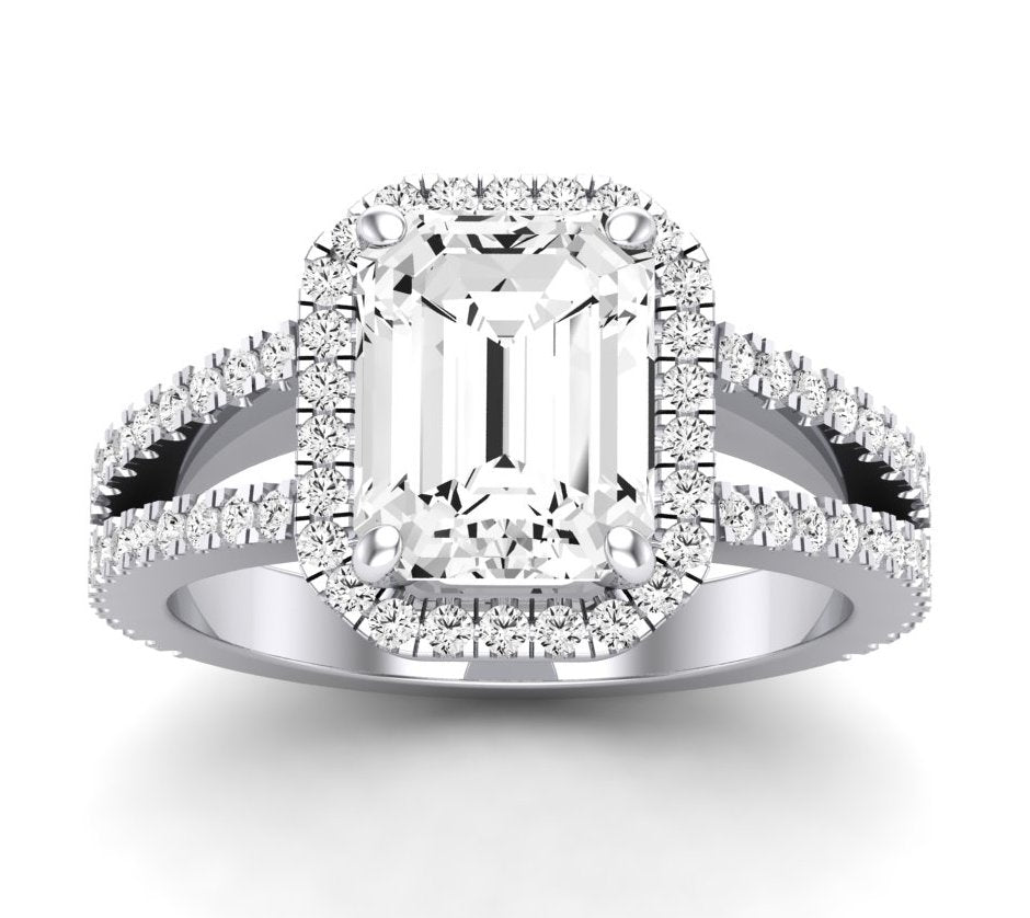 Freesia Emerald Moissanite Engagement Ring whitegold