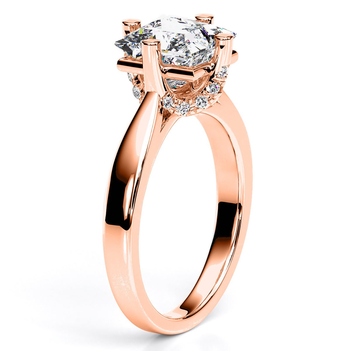 Gardenia Princess Moissanite Engagement Ring rosegold