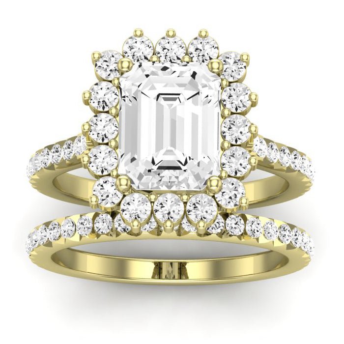 Gazania Emerald Moissanite Bridal Set yellowgold