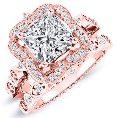 Hana Princess Moissanite Bridal Set rosegold