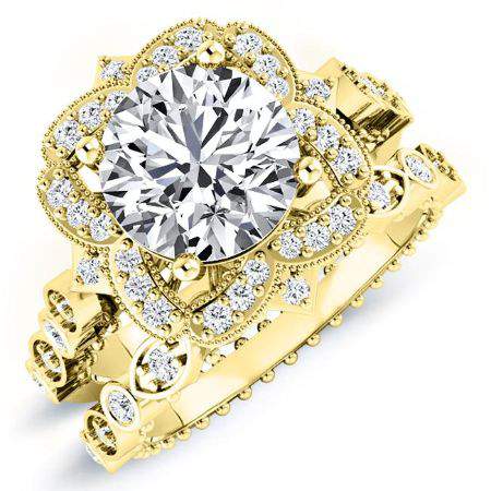 Hana Round Moissanite Bridal Set yellowgold
