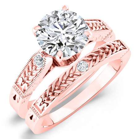 Heath Round Moissanite Bridal Set rosegold