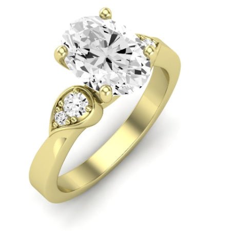 Hibiscus Moissanite Matching Band Only (does Not Include Engagement Ring) For Ring With Oval Center yellowgold