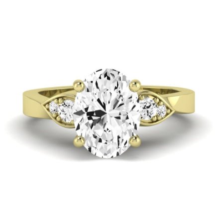 Hibiscus Moissanite Matching Band Only (does Not Include Engagement Ring) For Ring With Oval Center yellowgold