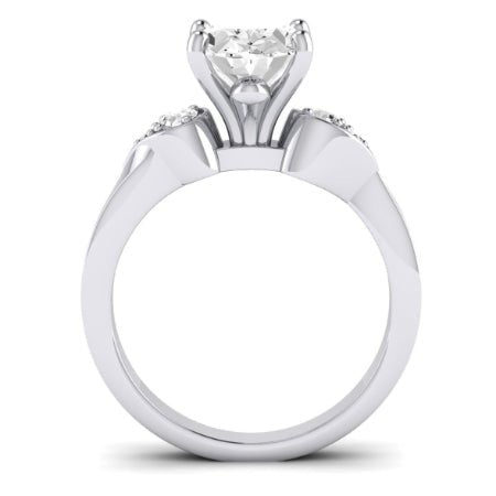 Hibiscus Moissanite Matching Band Only (does Not Include Engagement Ring) For Ring With Oval Center whitegold