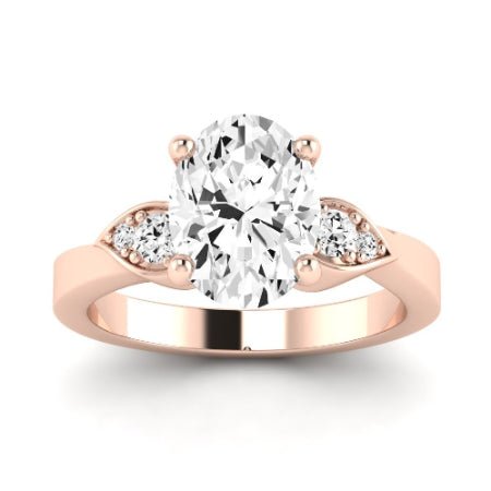 Hibiscus Moissanite Matching Band Only (does Not Include Engagement Ring) For Ring With Oval Center rosegold