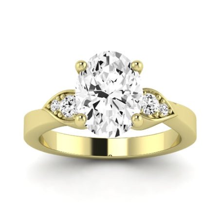 Hibiscus Moissanite Matching Band Only (does Not Include Engagement Ring) For Ring With Oval Center yellowgold
