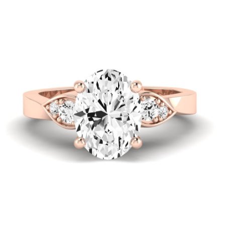 Hibiscus Moissanite Matching Band Only (does Not Include Engagement Ring) For Ring With Oval Center rosegold