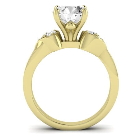 Hibiscus Moissanite Matching Band Only (does Not Include Engagement Ring) For Ring With Round Center yellowgold