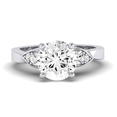 Hibiscus Moissanite Matching Band Only (does Not Include Engagement Ring) For Ring With Round Center whitegold