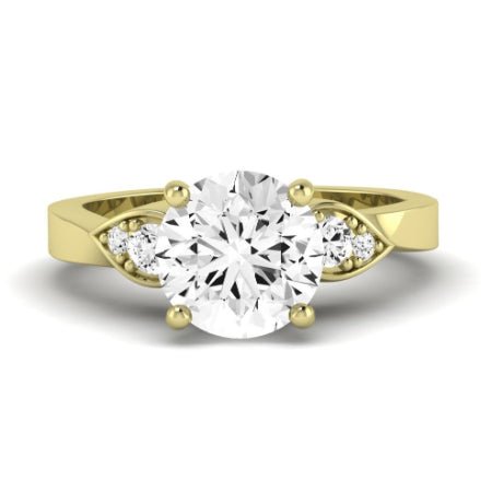 Hibiscus Moissanite Matching Band Only (does Not Include Engagement Ring) For Ring With Round Center yellowgold