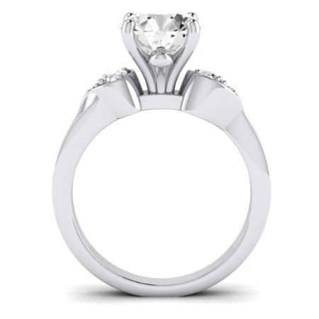 Hibiscus Moissanite Matching Band Only (does Not Include Engagement Ring) For Ring With Round Center whitegold