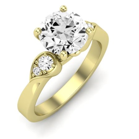 Hibiscus Moissanite Matching Band Only (does Not Include Engagement Ring) For Ring With Round Center yellowgold