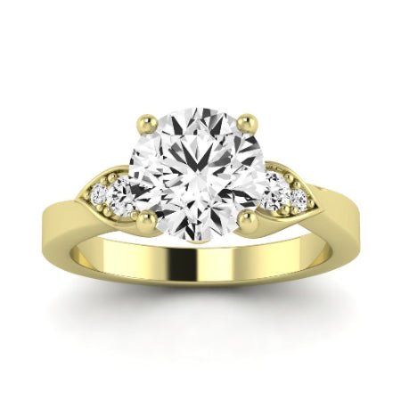 Hibiscus Moissanite Matching Band Only (does Not Include Engagement Ring) For Ring With Round Center yellowgold