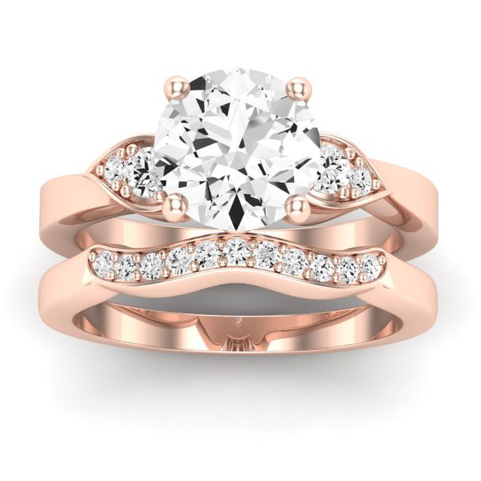Hibiscus Moissanite Matching Band Only (does Not Include Engagement Ring) For Ring With Round Center rosegold