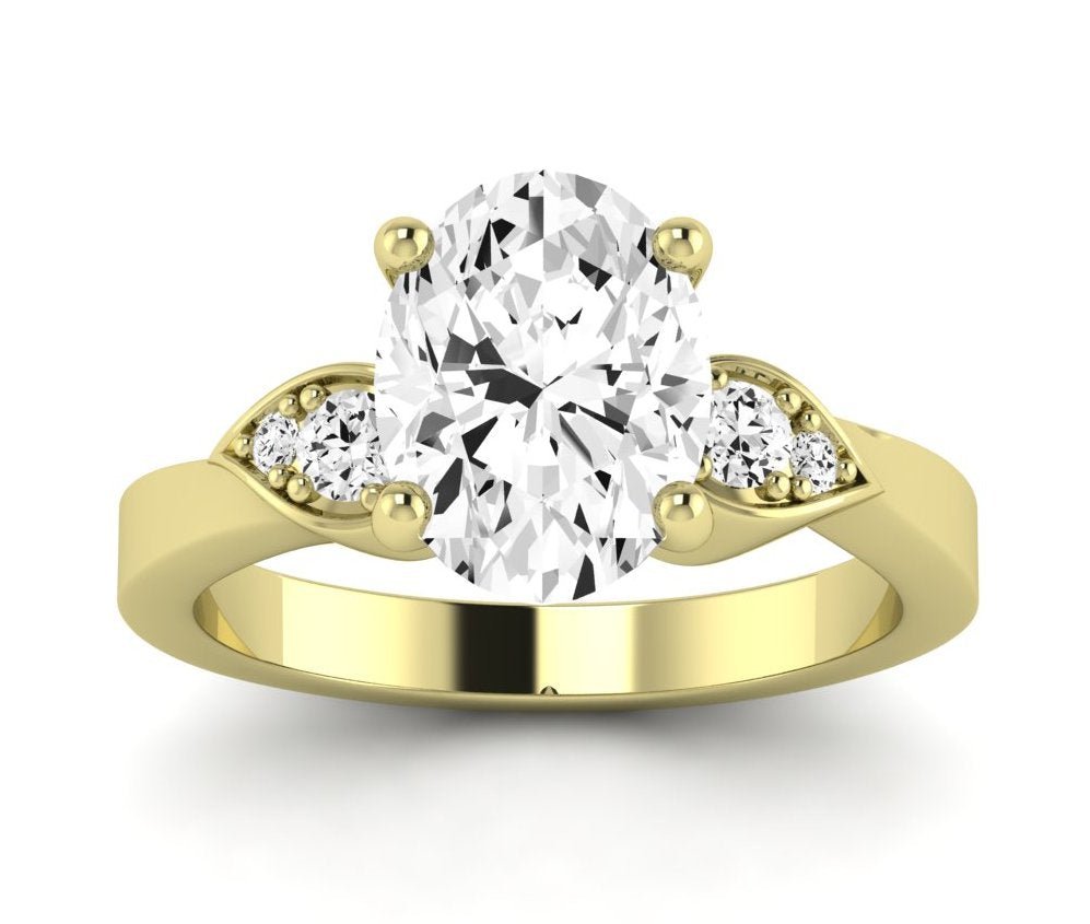 Hibiscus Oval Moissanite Engagement Ring yellowgold