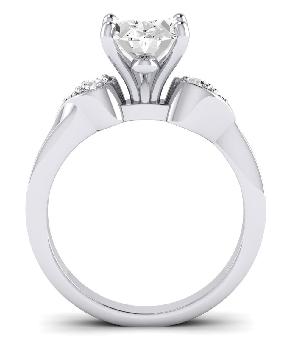 Hibiscus Oval Moissanite Engagement Ring whitegold