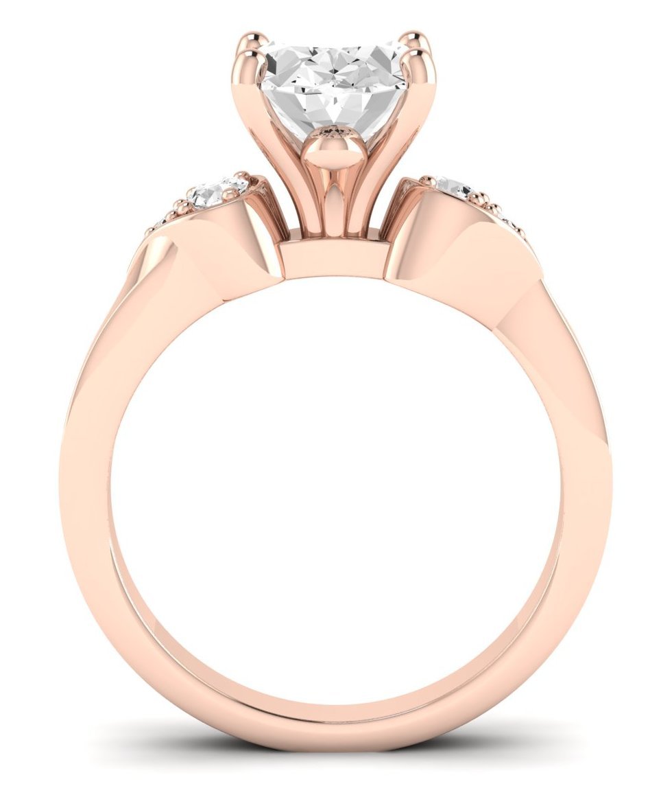 Hibiscus Oval Moissanite Engagement Ring rosegold