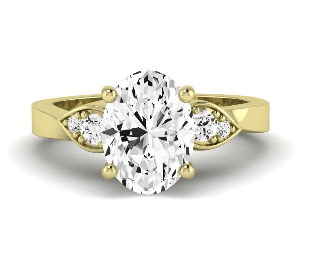 Hibiscus Oval Moissanite Engagement Ring yellowgold