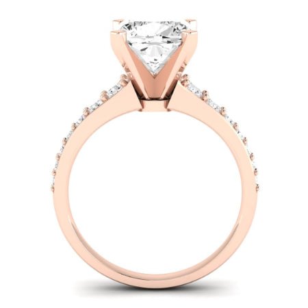 Holly Moissanite Matching Band Only (does Not Include Engagement Ring) For Ring With Cushion Center rosegold
