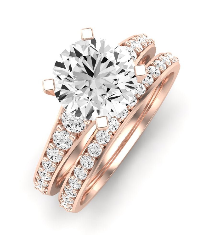 Holly Moissanite Matching Band Only (does Not Include Engagement Ring) For Ring With Round Center rosegold