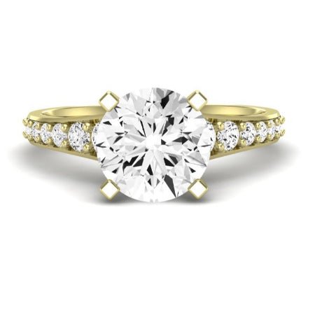 Holly Moissanite Matching Band Only (does Not Include Engagement Ring) For Ring With Round Center yellowgold