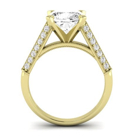 Iberis Moissanite Matching Band Only (does Not Include Engagement Ring) For Ring With Cushion Center yellowgold