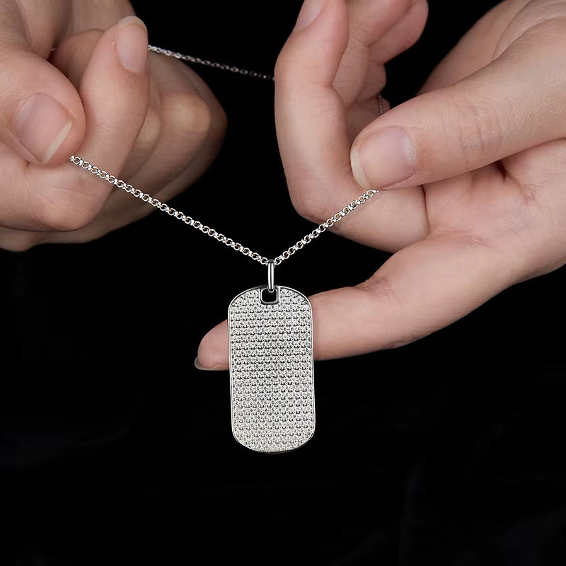 0.40ct TCW Dog Tag Diamond Charm Men's Pendant (Pendant Only. Chain Not Included)