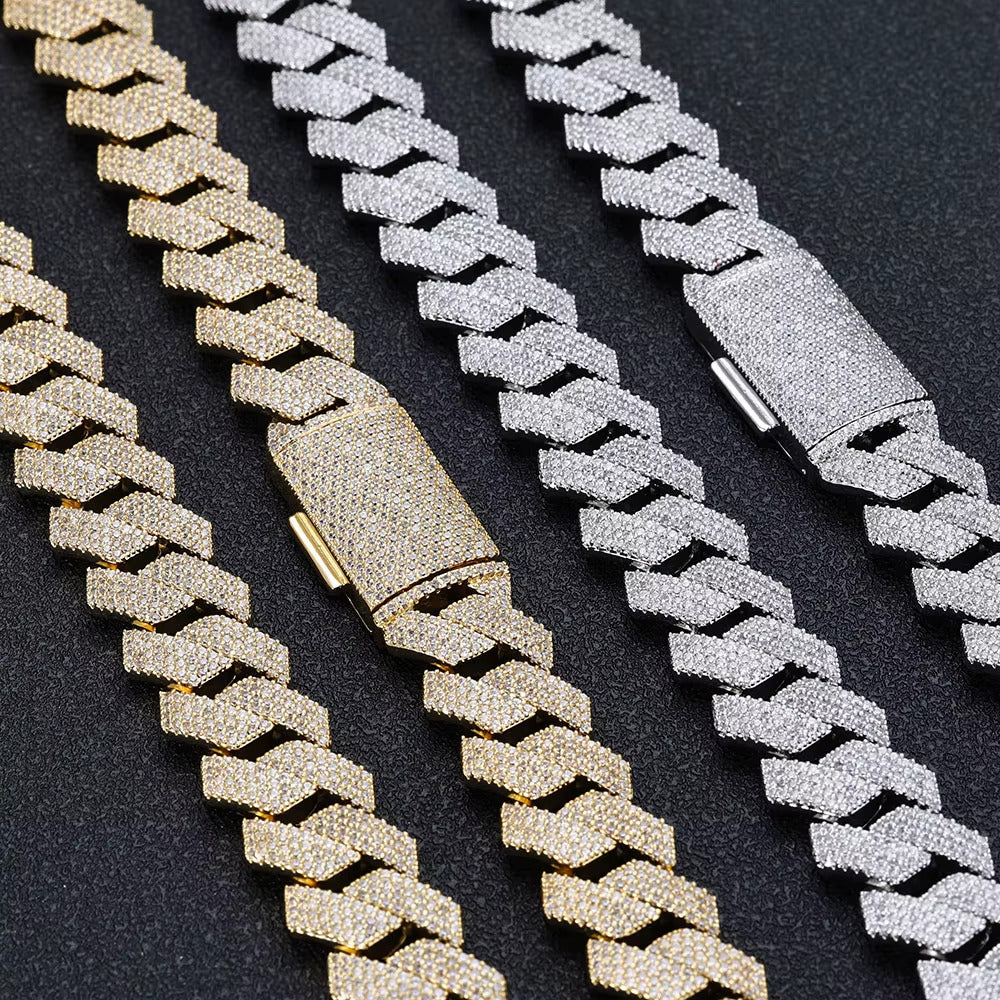 40ct TCW Iced Out Diamond Cuban Chain Necklace (14K Yellow Gold)
