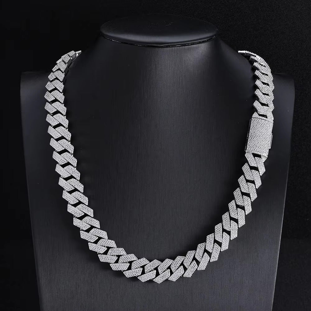 19ct TCW Iced Out Diamond Cuban Chain Necklace