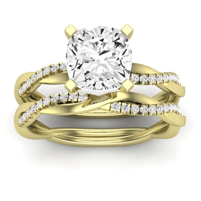Iris Diamond Matching Band Only (does Not Include Engagement Ring) For Ring With Cushion Center yellowgold