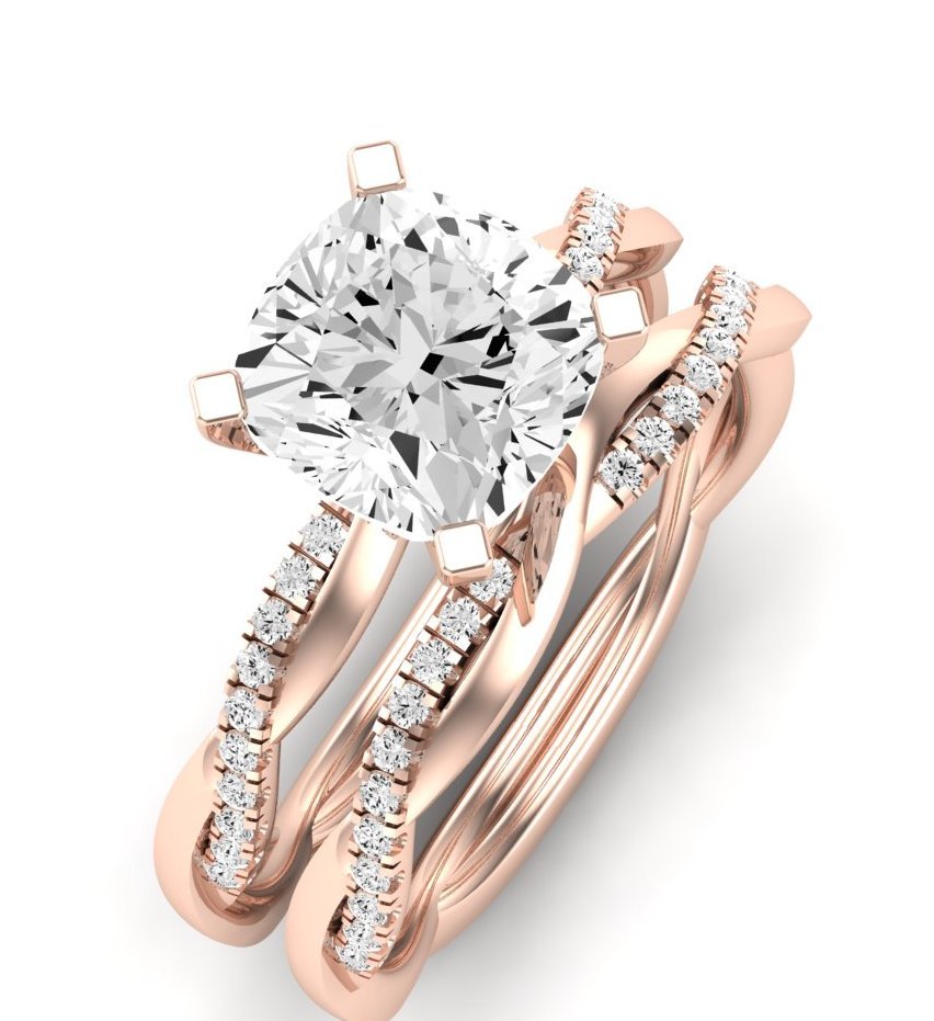 Iris Diamond Matching Band Only (does Not Include Engagement Ring) For Ring With Cushion Center rosegold