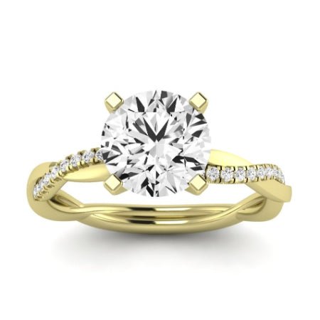 Iris Moissanite Matching Band Only (does Not Include Engagement Ring) For Ring With Round Center yellowgold