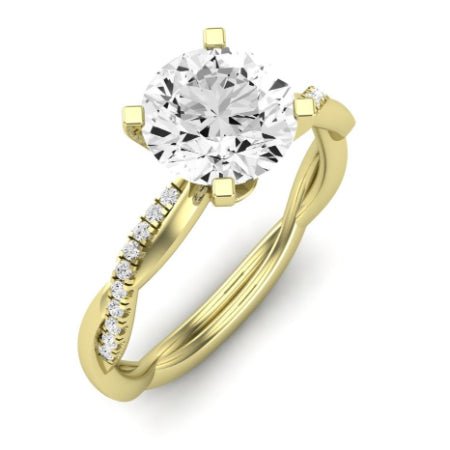 Iris Moissanite Matching Band Only (does Not Include Engagement Ring) For Ring With Round Center yellowgold