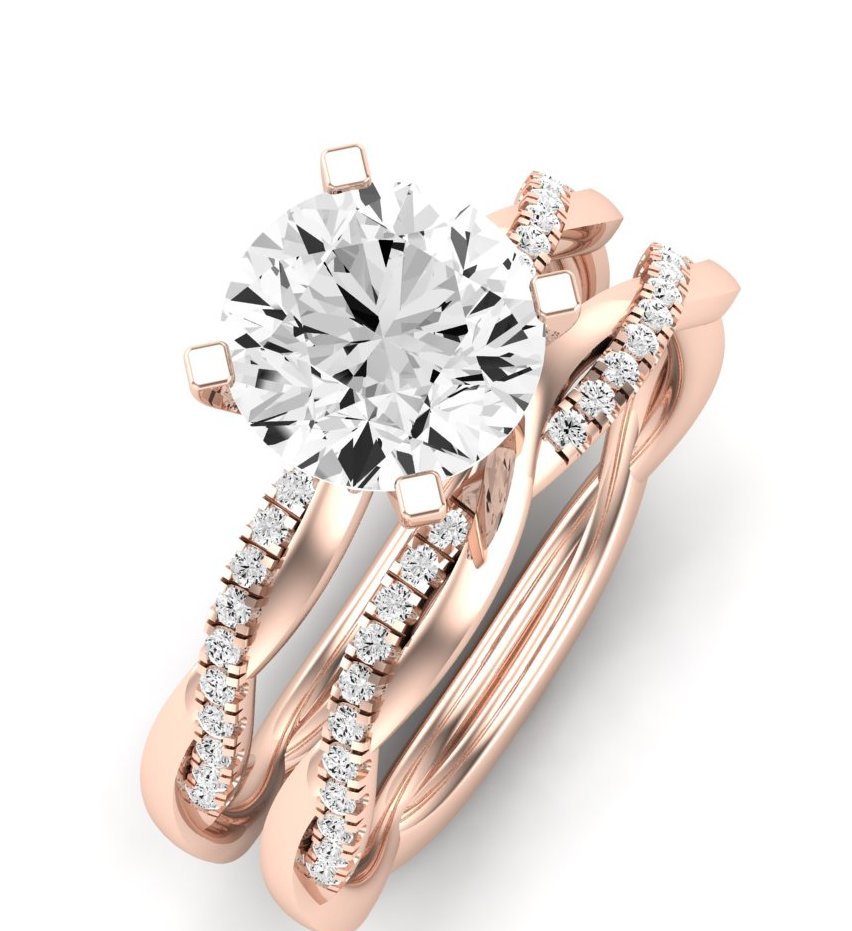 Iris Moissanite Matching Band Only (does Not Include Engagement Ring) For Ring With Round Center rosegold
