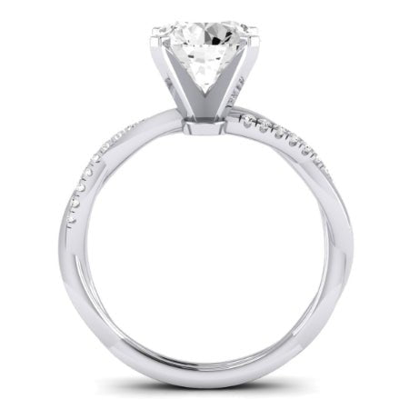 Iris Moissanite Matching Band Only (does Not Include Engagement Ring) For Ring With Round Center whitegold