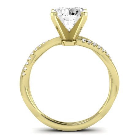 Iris Moissanite Matching Band Only (does Not Include Engagement Ring) For Ring With Round Center yellowgold