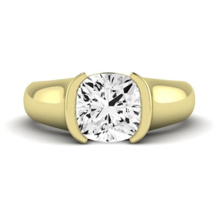 Jasmine Moissanite Matching Band Only (does Not Include Engagement Ring) For Ring With Cushion Center yellowgold